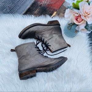 Lucky Brand Metallic Pewter Combat Boots